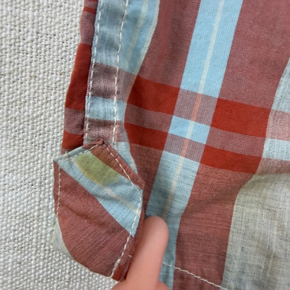 The North Face Mens Large Plaid Button Down Shirt Long Sleeve Red Blue Heritage
